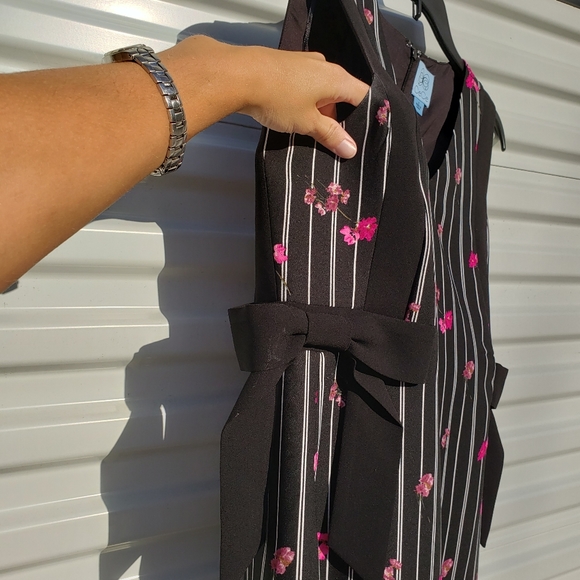 CeCe black pink floral confetti striped shift dres - Picture 3 of 8